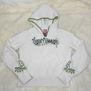 Lucky‎ Brand | 2005 Vintage Embroidered Ivory Hoodie Size S